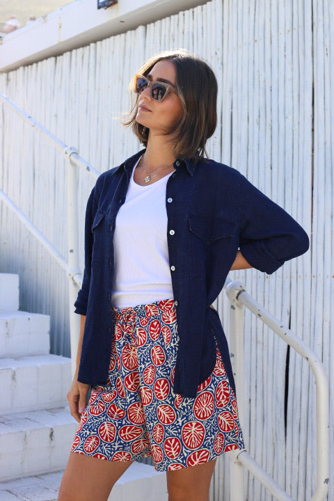 Merton Shorts Coral & Navy