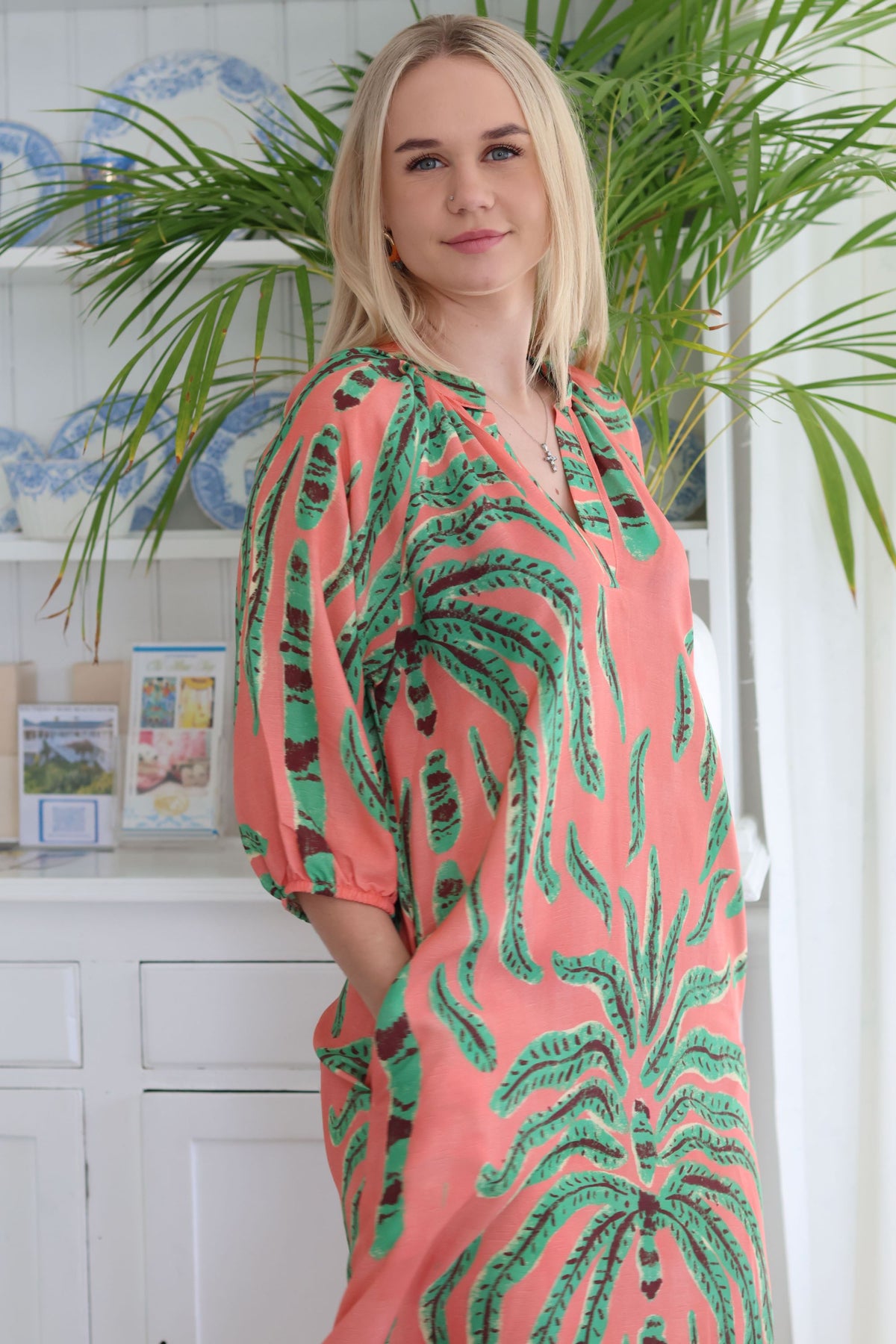 Raglan Dress Peach Tropical