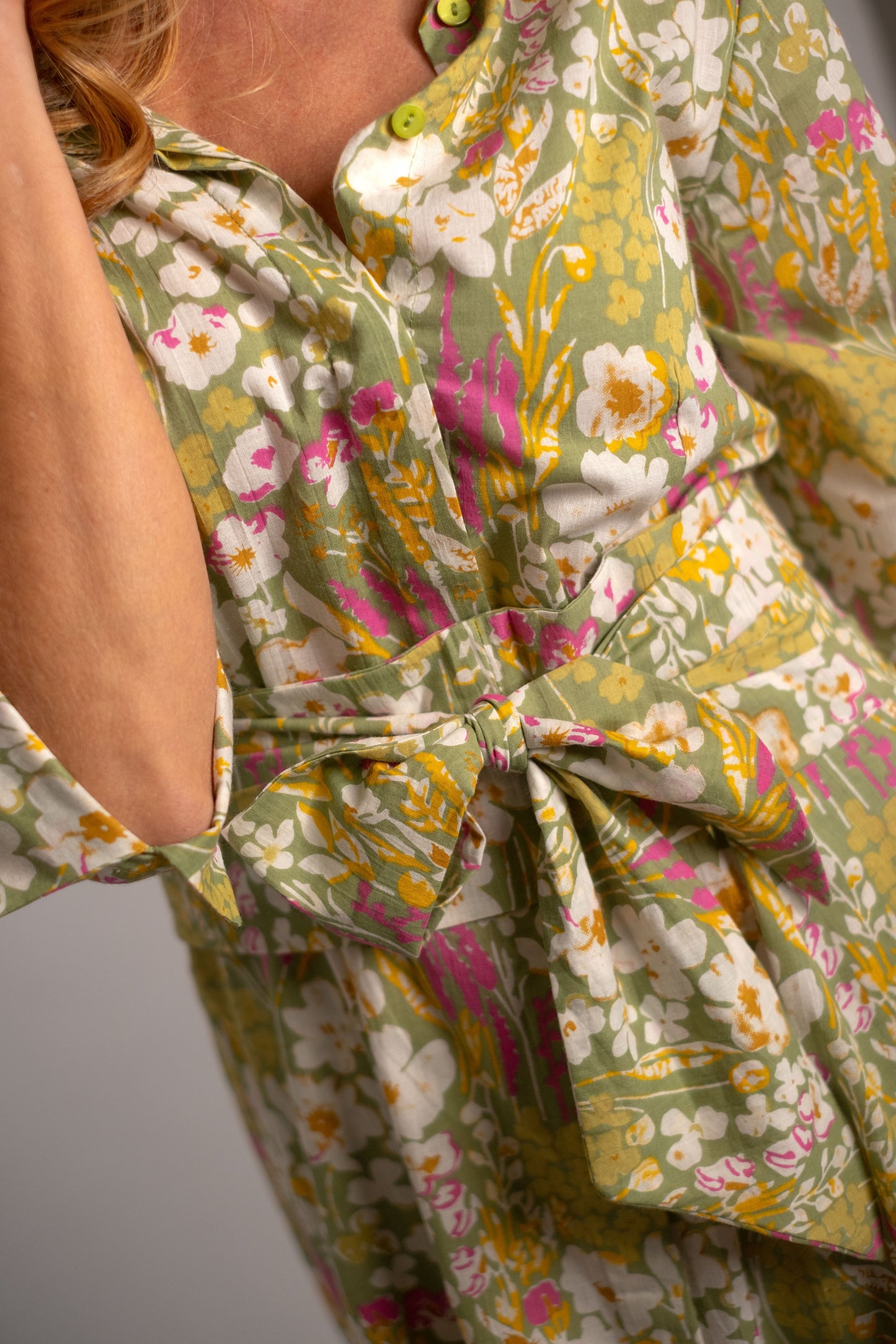 Marigold Dress Green and Pink Garden