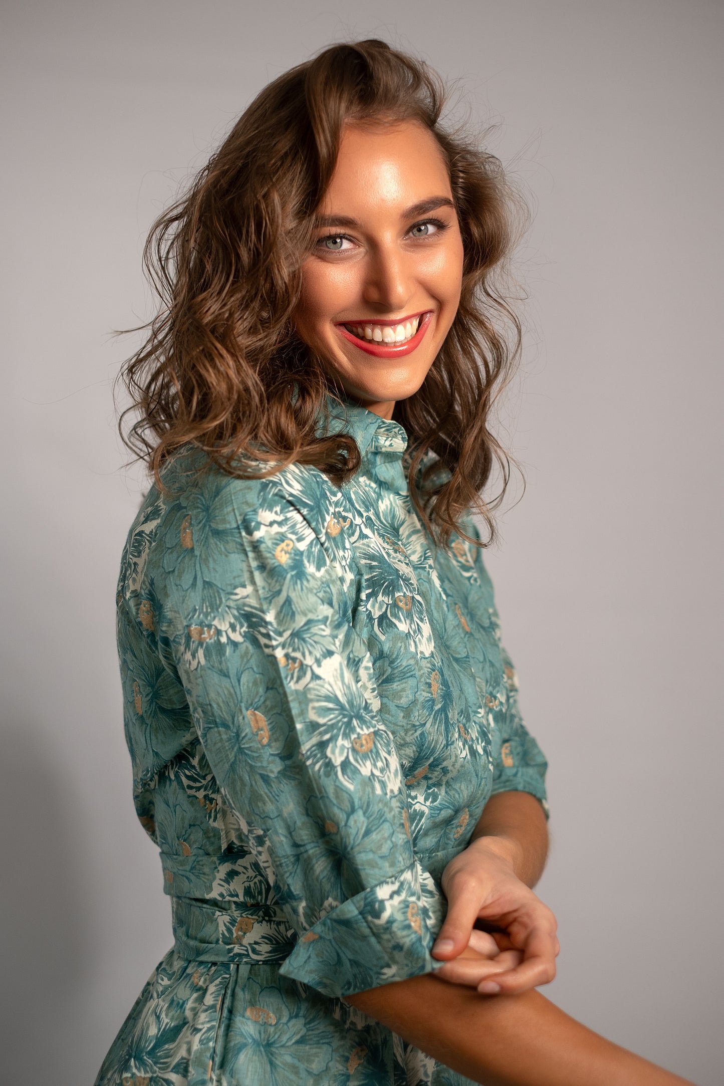 Marigold Dress Teal Flower