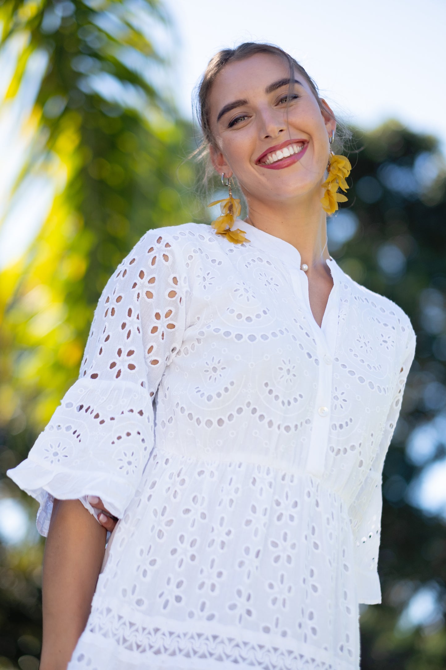 Darya Dress Mist White in Anglaise