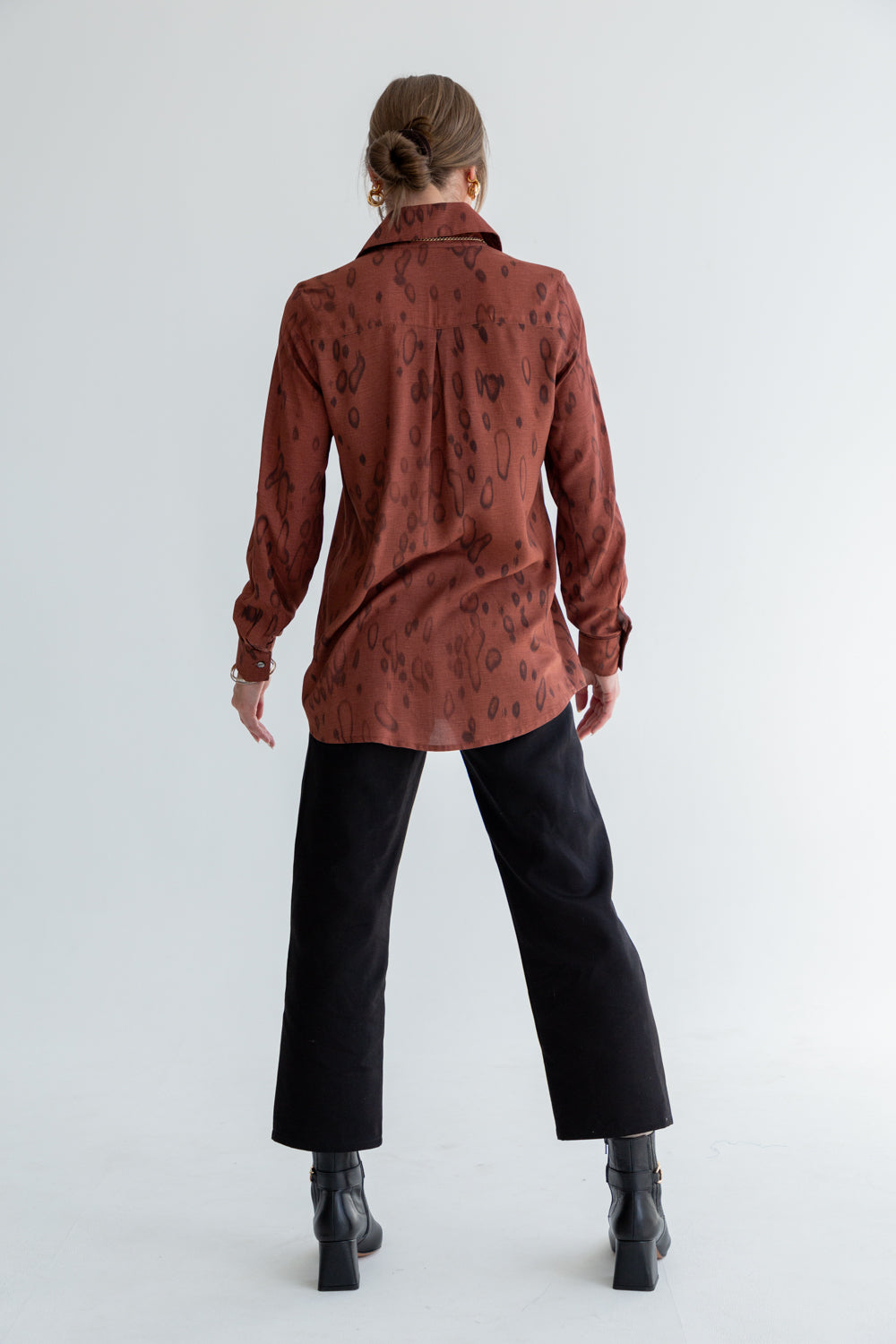 Boyfriend Shirt Burgundy Animal Print