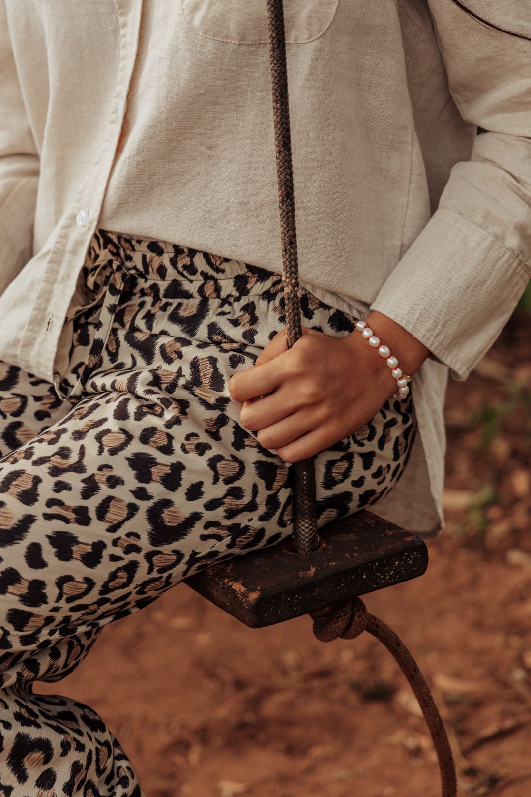 Cropped Riviera Pants Animal Rough Sketch Brown