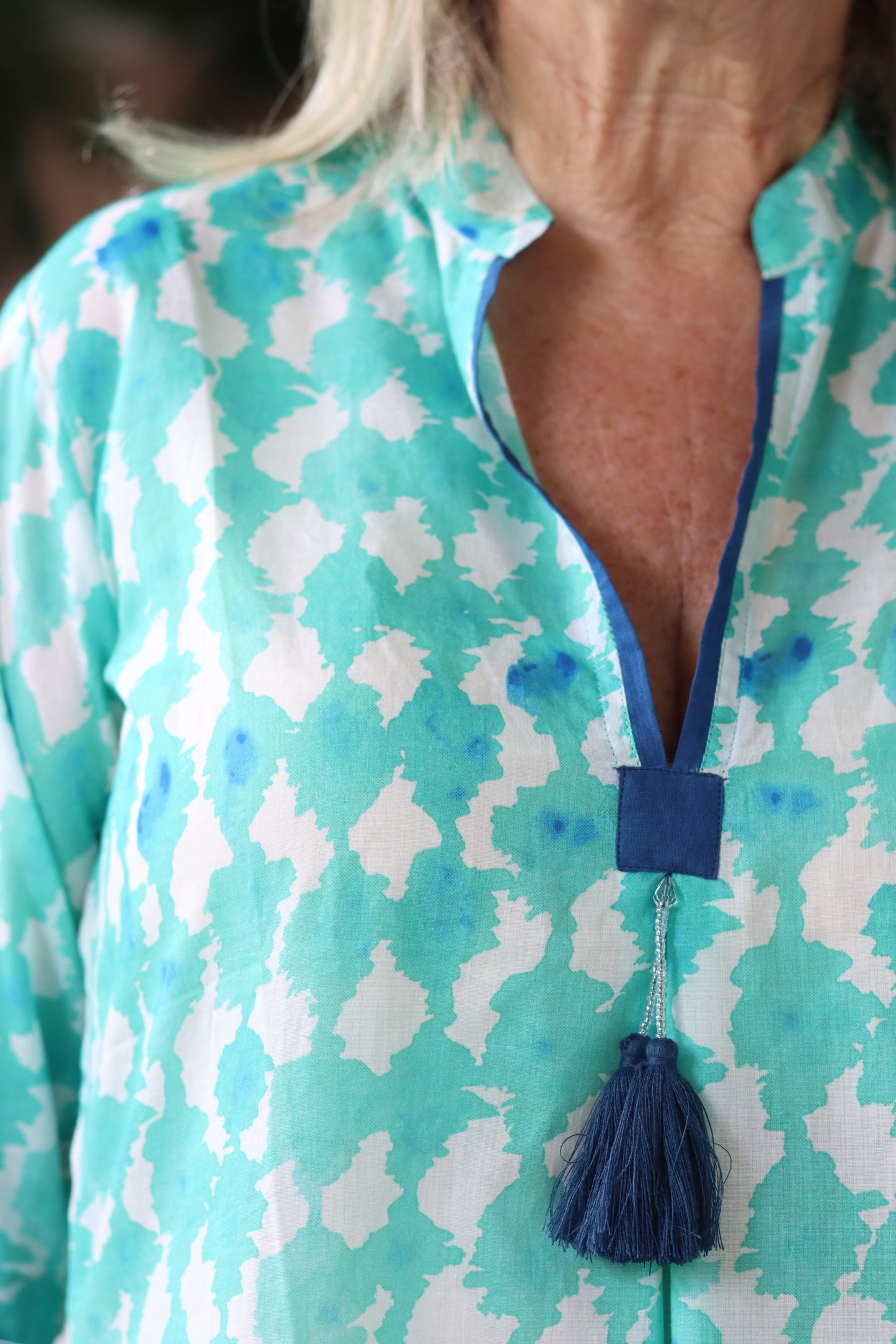 Tina Tassle Dress Blue & Green