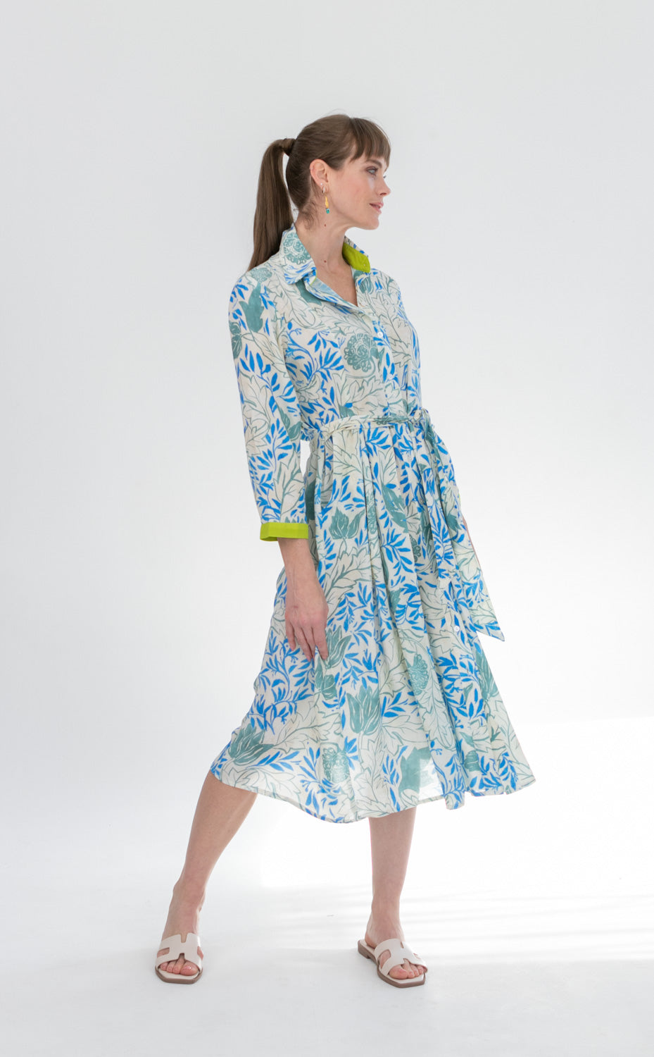 Delilah Dress Blue & Green Flower
