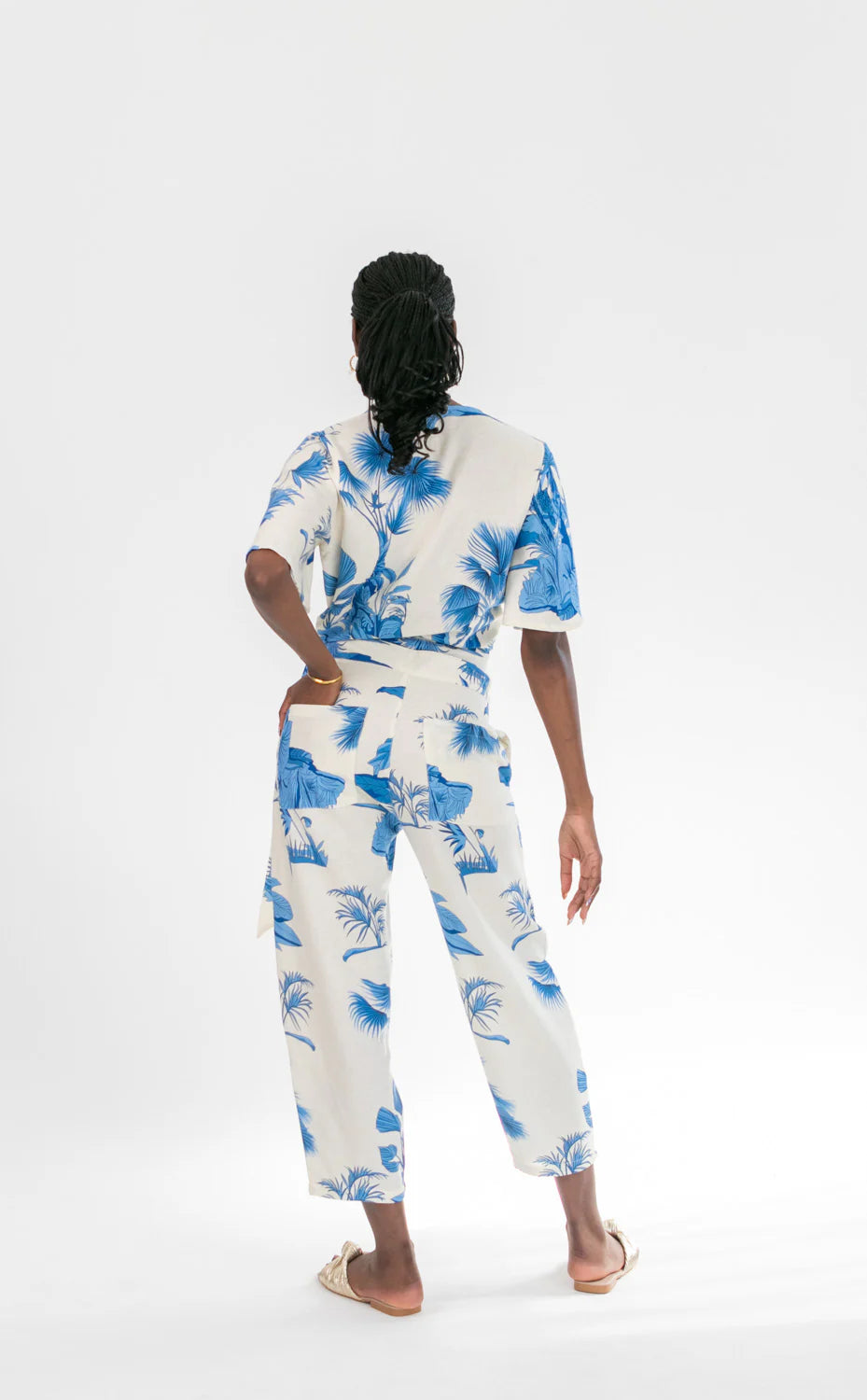 Vera Pants Blue Palm