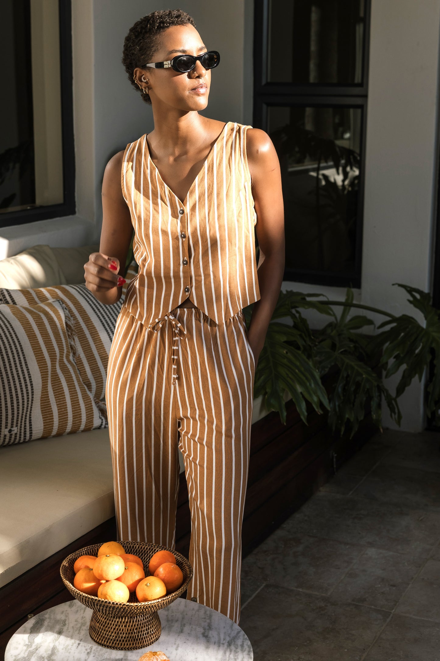 Corfu Drawstring Pants Spice Stripe