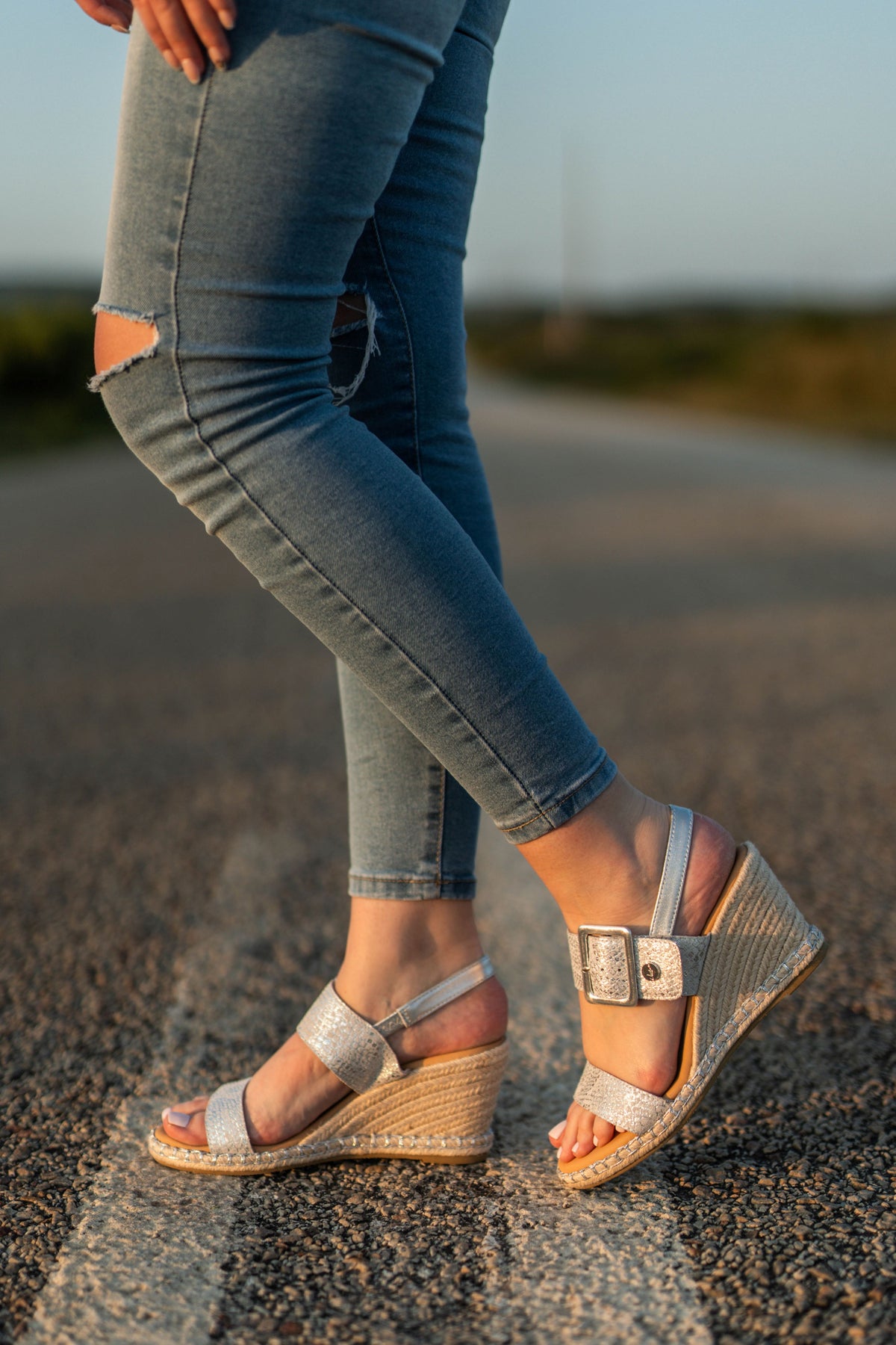Phoebe Wedge Silver Snake