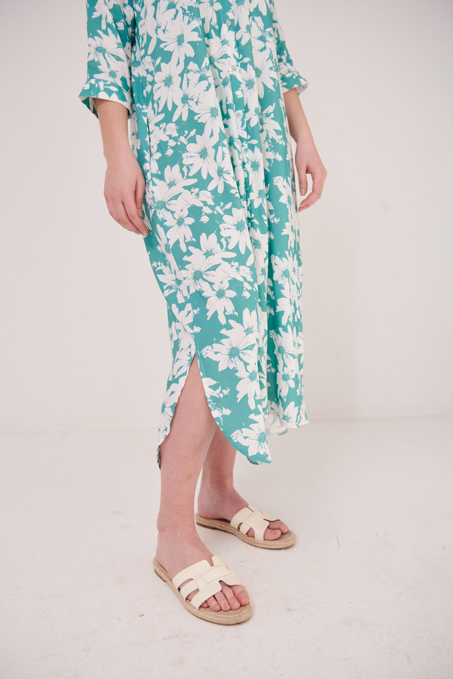 Clara Dress Floral Streak Aqua