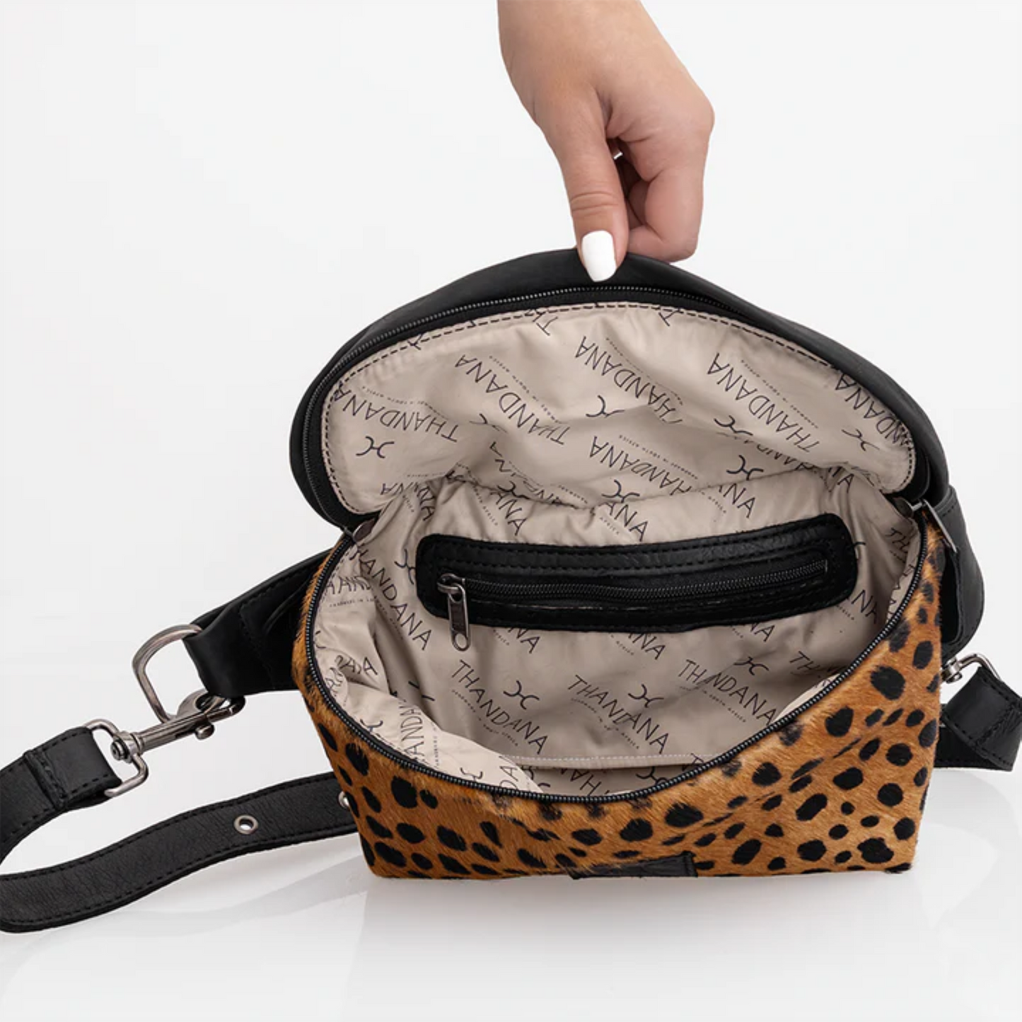 Ari Bum Bag Black Cheetah Beige
