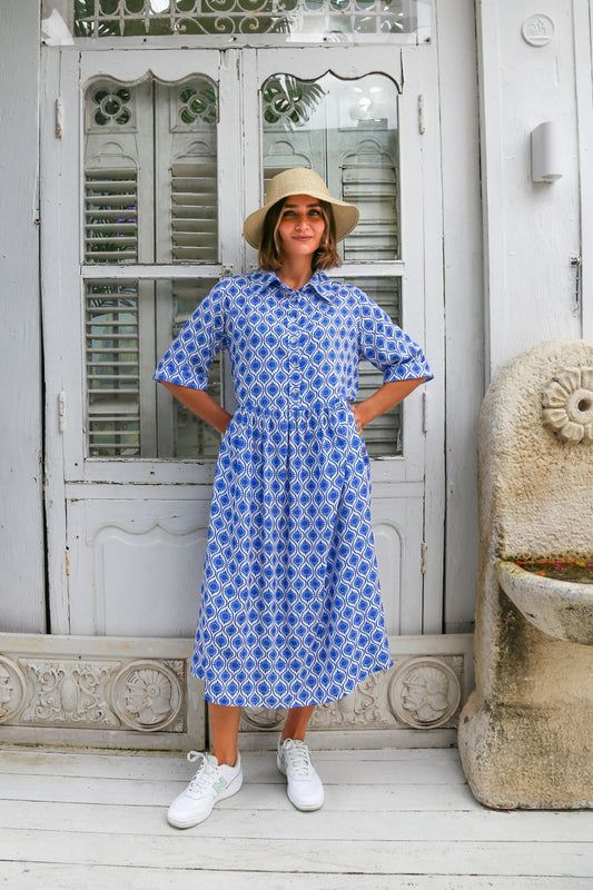 Talia Tea Dress Blue