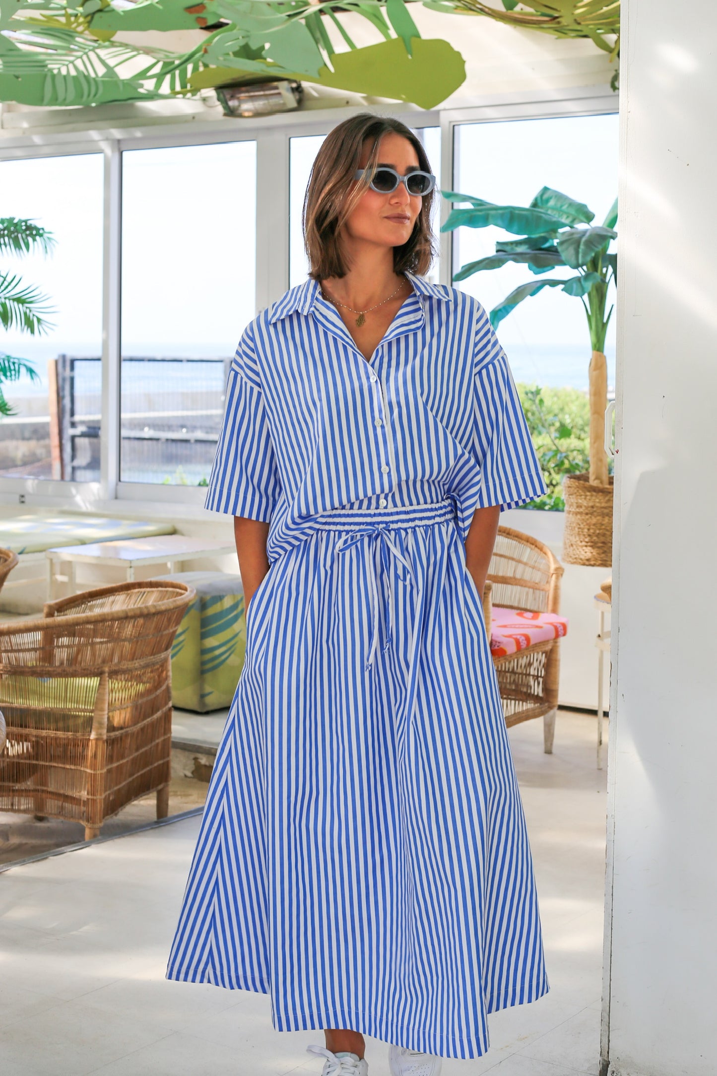 Mybella Top Blue & White Stripe