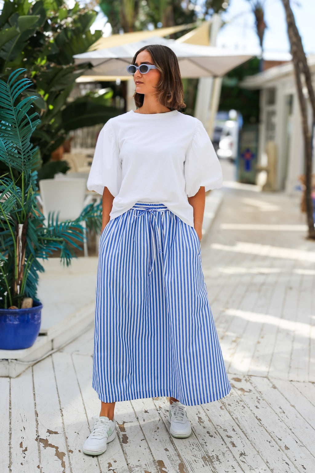 Haven Skirt Blue & White Stripe