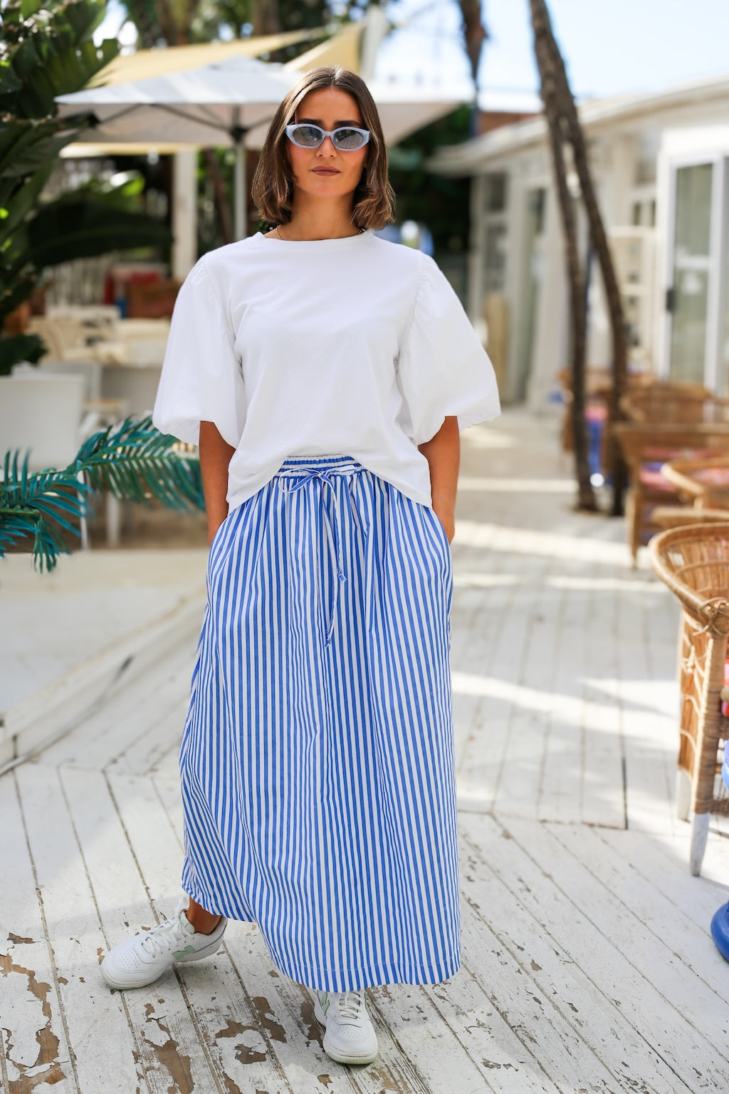 Haven Skirt Blue & White Stripe