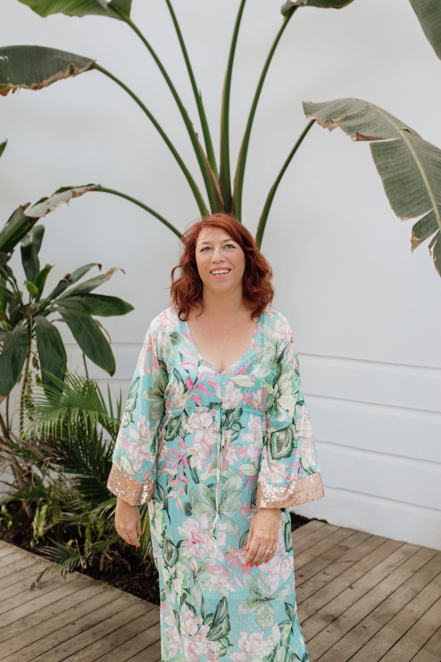 Drawstring Kaftan Dress Rose Gold Cuff