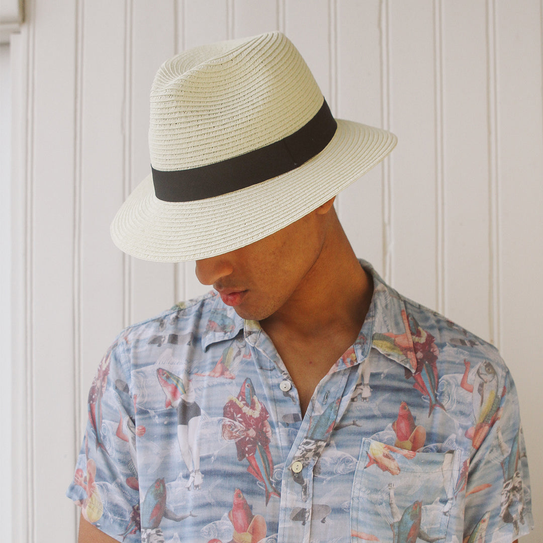 Clarke Fedora Sun Hat Ivory Black