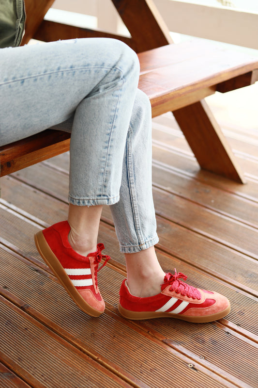 Shiloh Sneaker Red, Orange & White