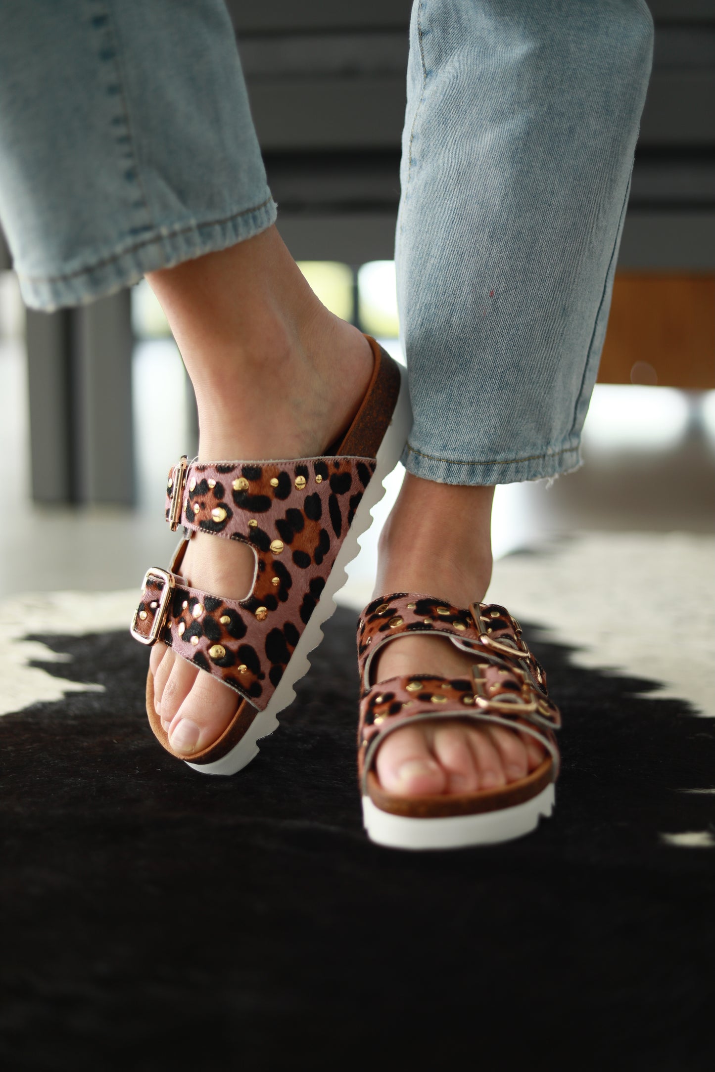 Hudson Sandal Purple & Brown Leopard