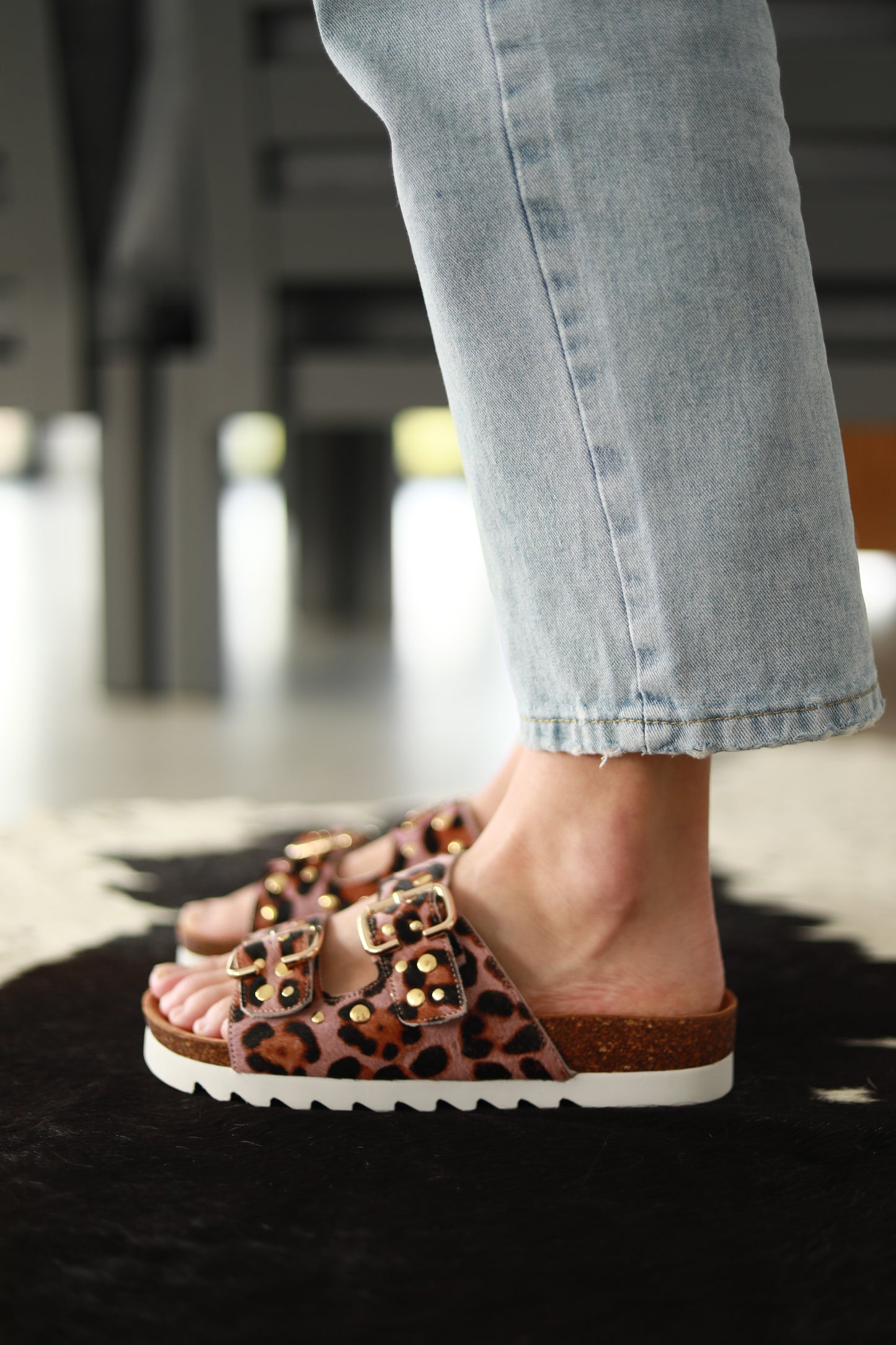 Hudson Sandal Purple & Brown Leopard