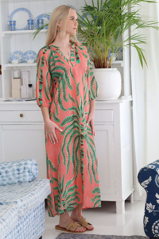 Raglan Dress Peach Tropical