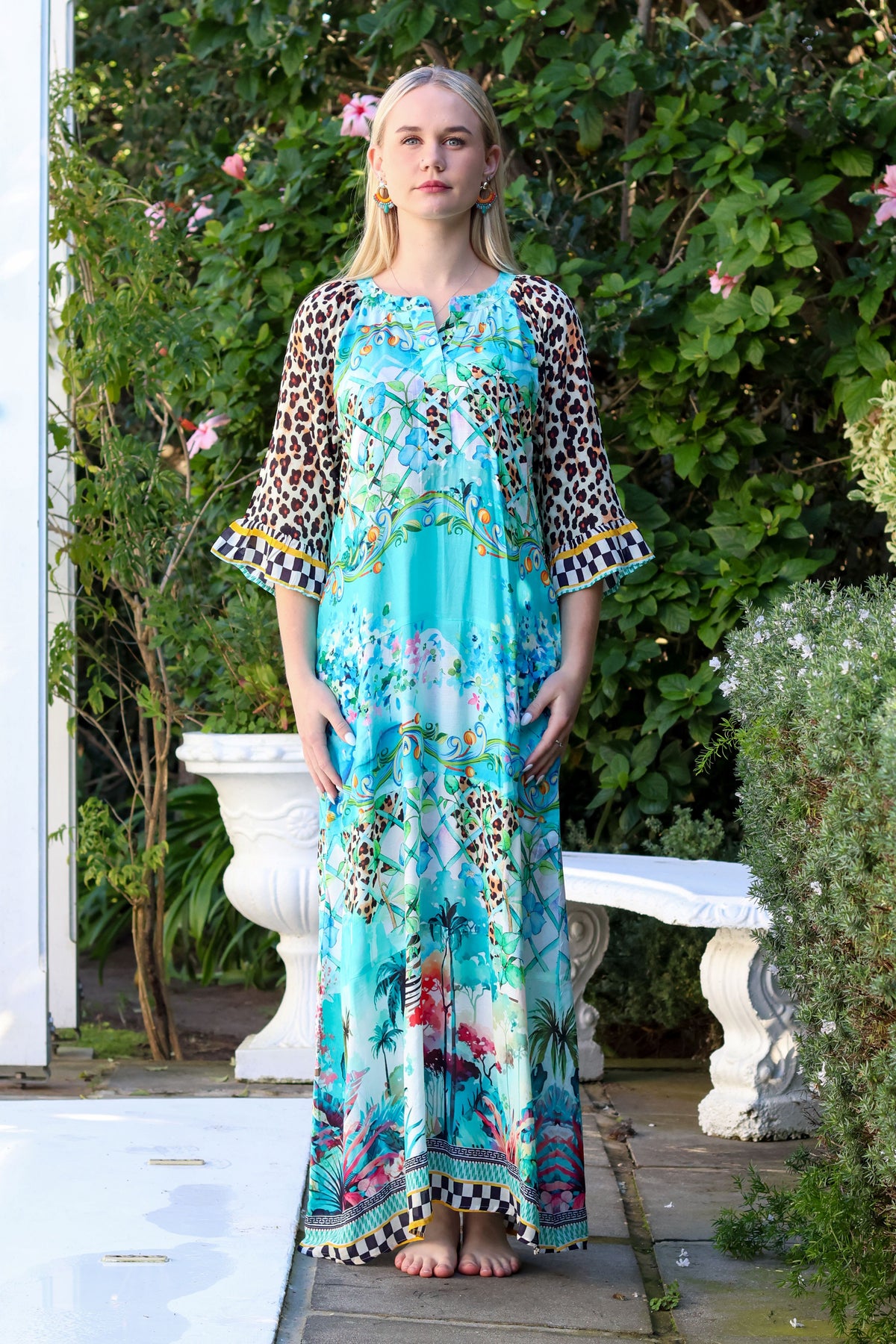 Ava Dress Turquoise Animal