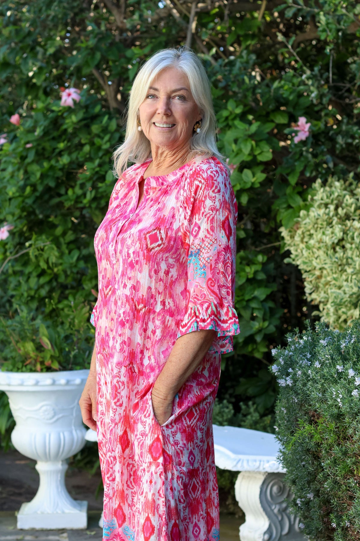 Ava Dress Pink Abstract