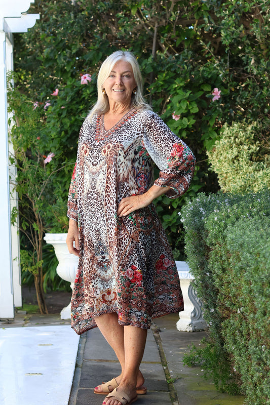 Plett V Neck Dress Animal Boho