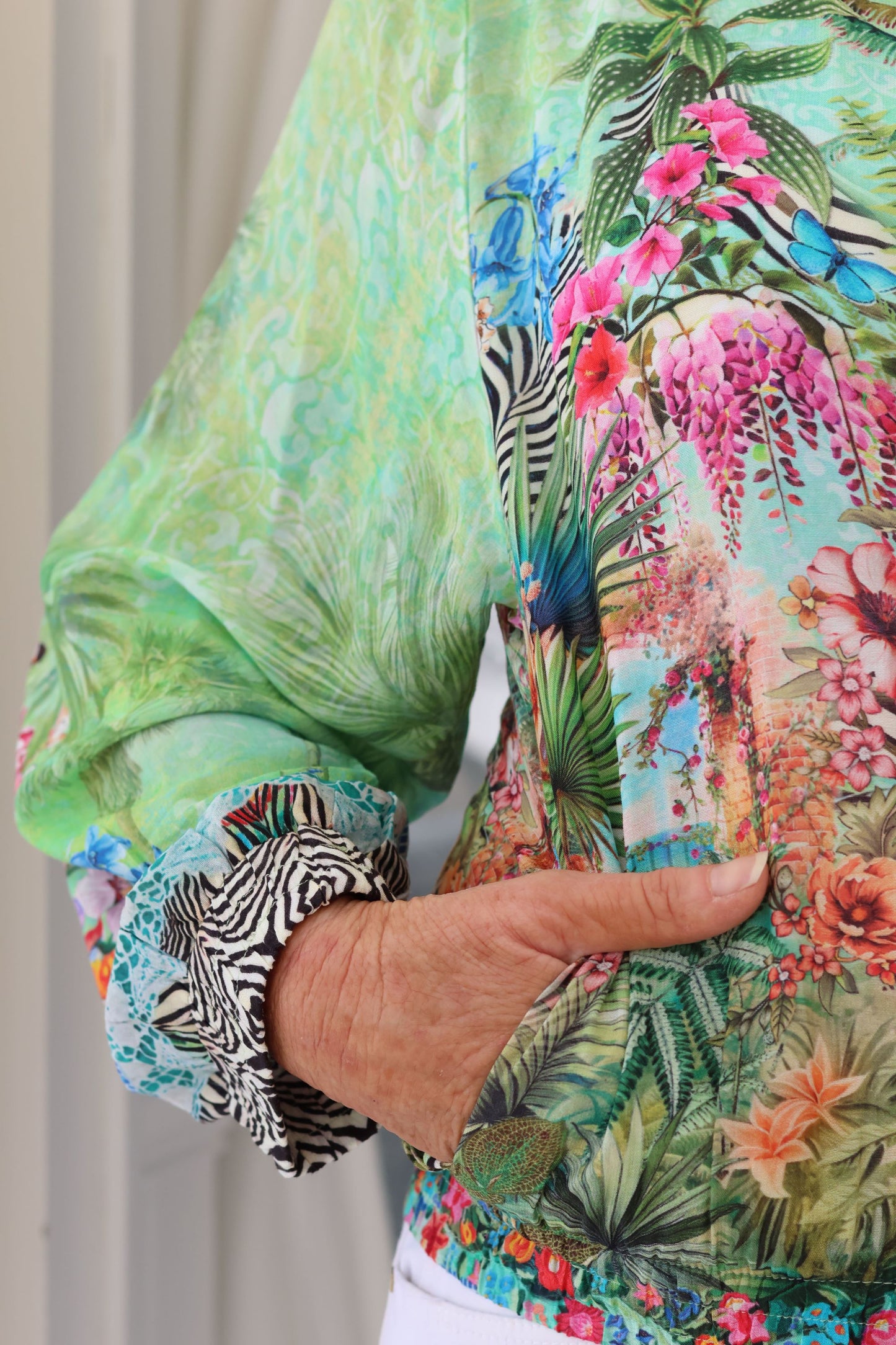 Bomber Jacket Green Tropical
