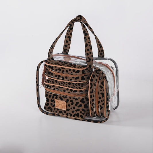 Cosmetic Maxi Bag Set Cheetah Coffee