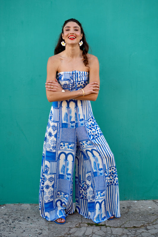 Carmen Playsuit Santorini Blue