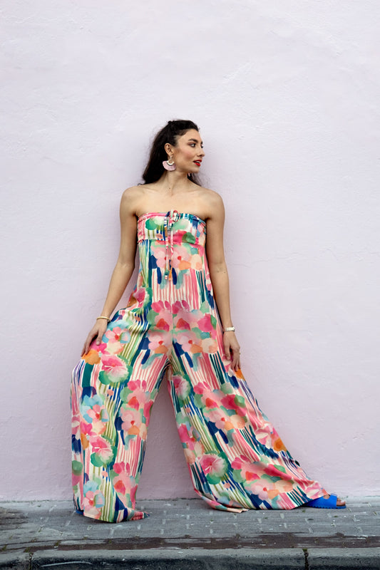 Carmen Playsuit Abstract Pastel Watercolour