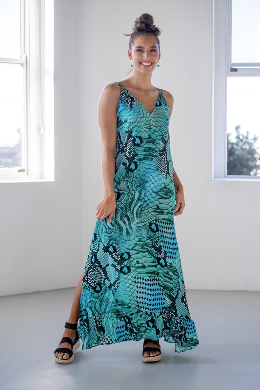 Oceana Dress Aqua Blue Lake