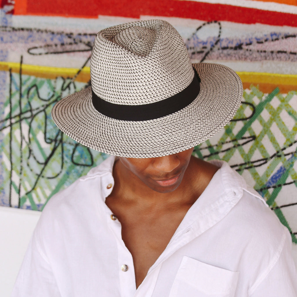 Lionel Trilby Sun Hat White Black