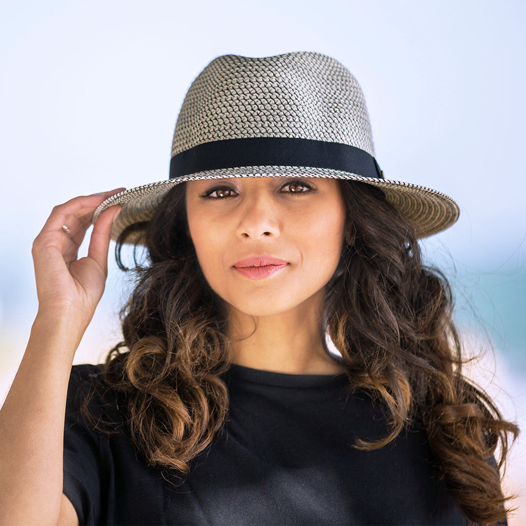 Lionel Trilby Sun Hat White Black