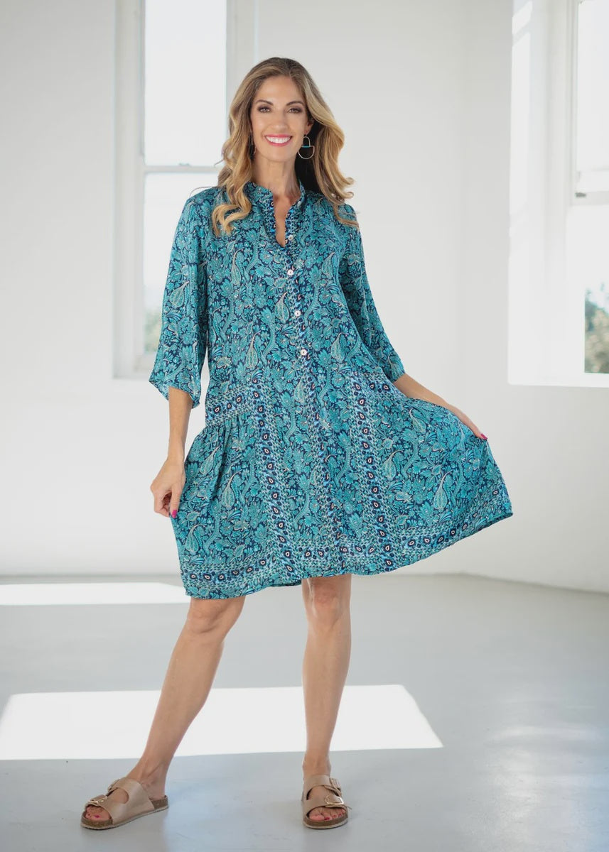 Annabel Dress Turquoise Paisley