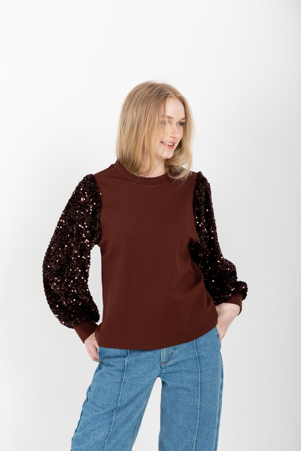 Livia Top Chocolate Sequin