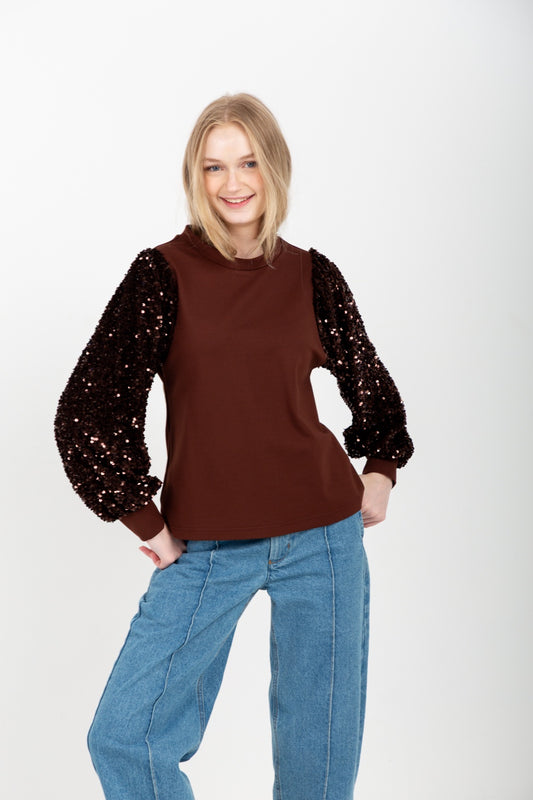 Livia Top Chocolate Sequin