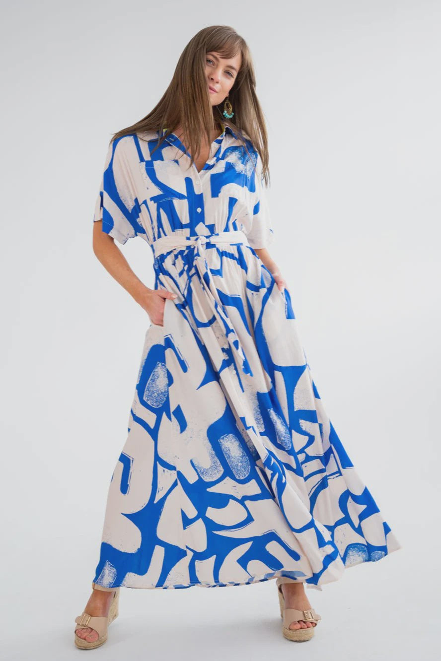 Kate Dress Blue Print