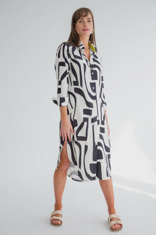 Evie Dress Black Abstract