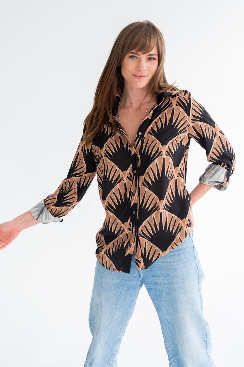 Lele Blouse Fan Print