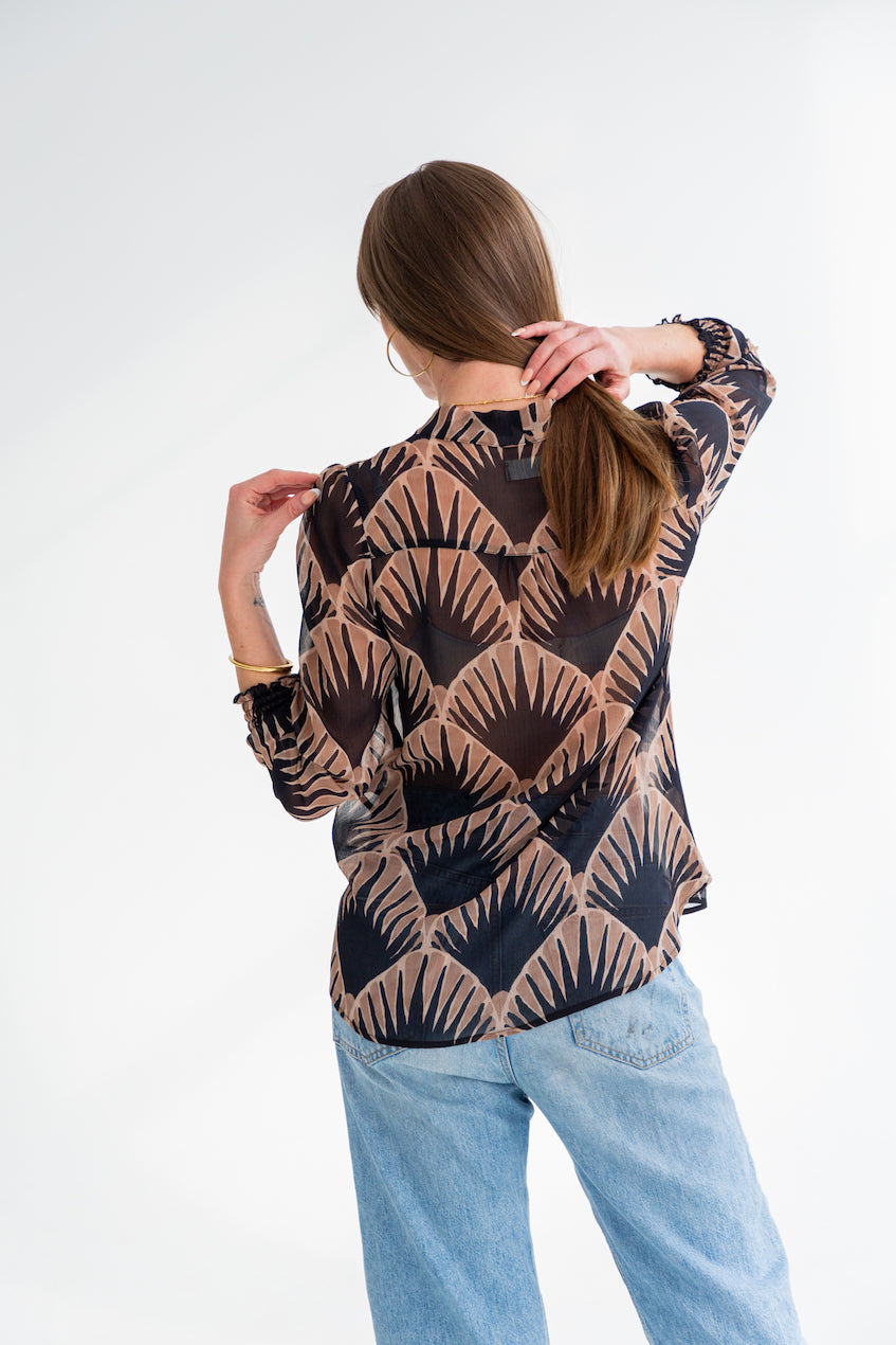 Lele Blouse Fan Print