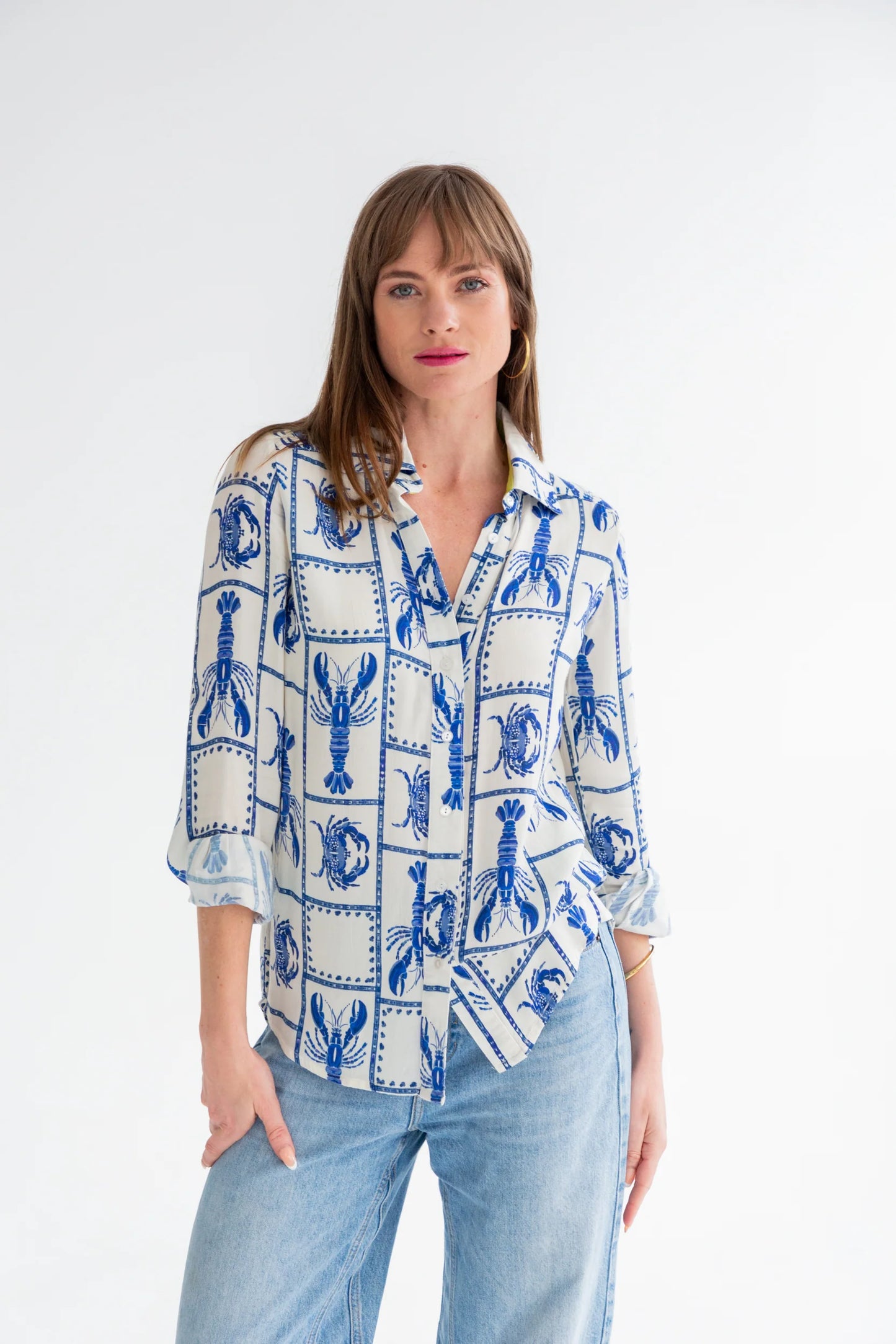 Boyfriend Shirt Crayfish Print