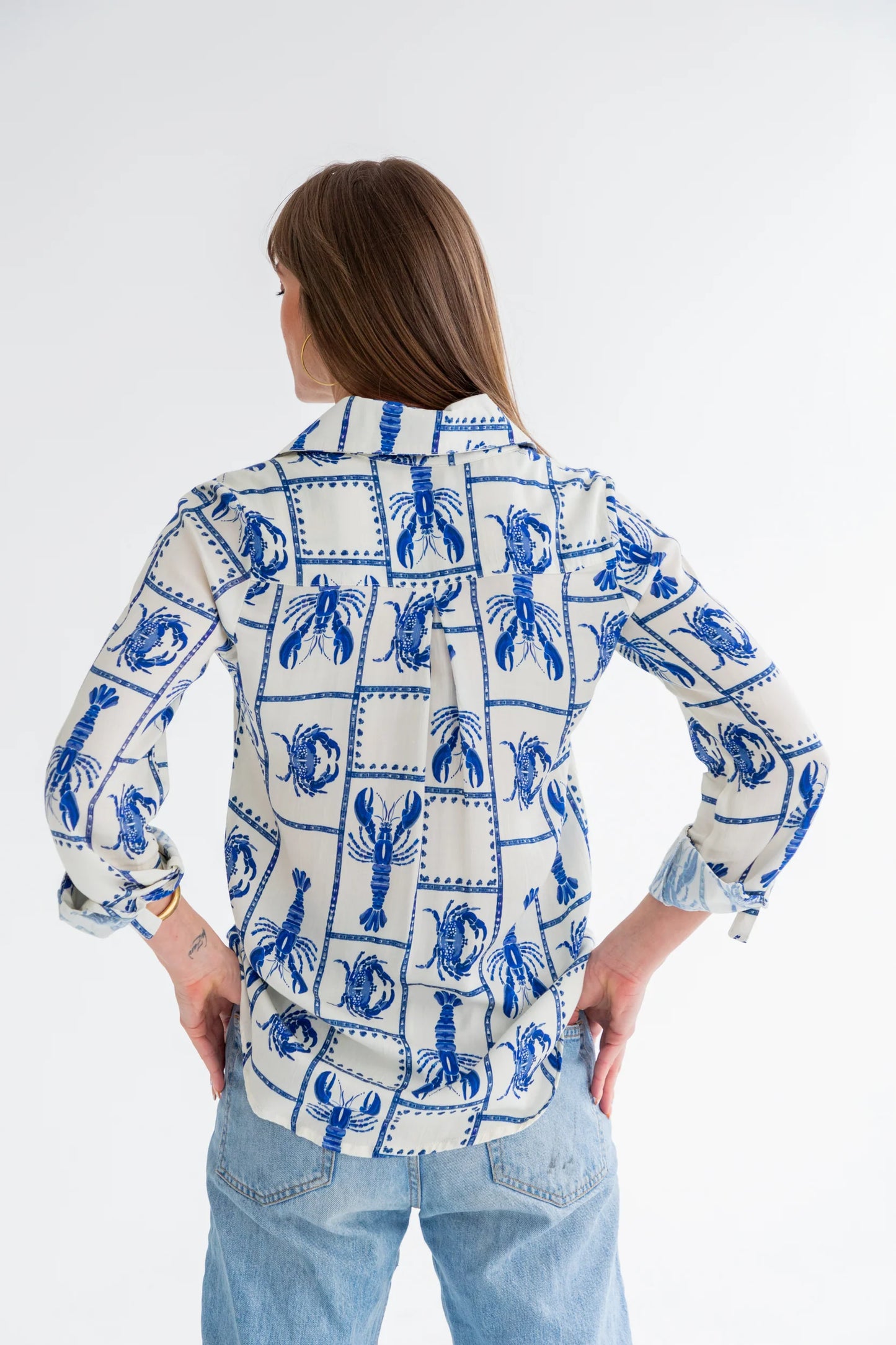 Boyfriend Shirt Crayfish Print