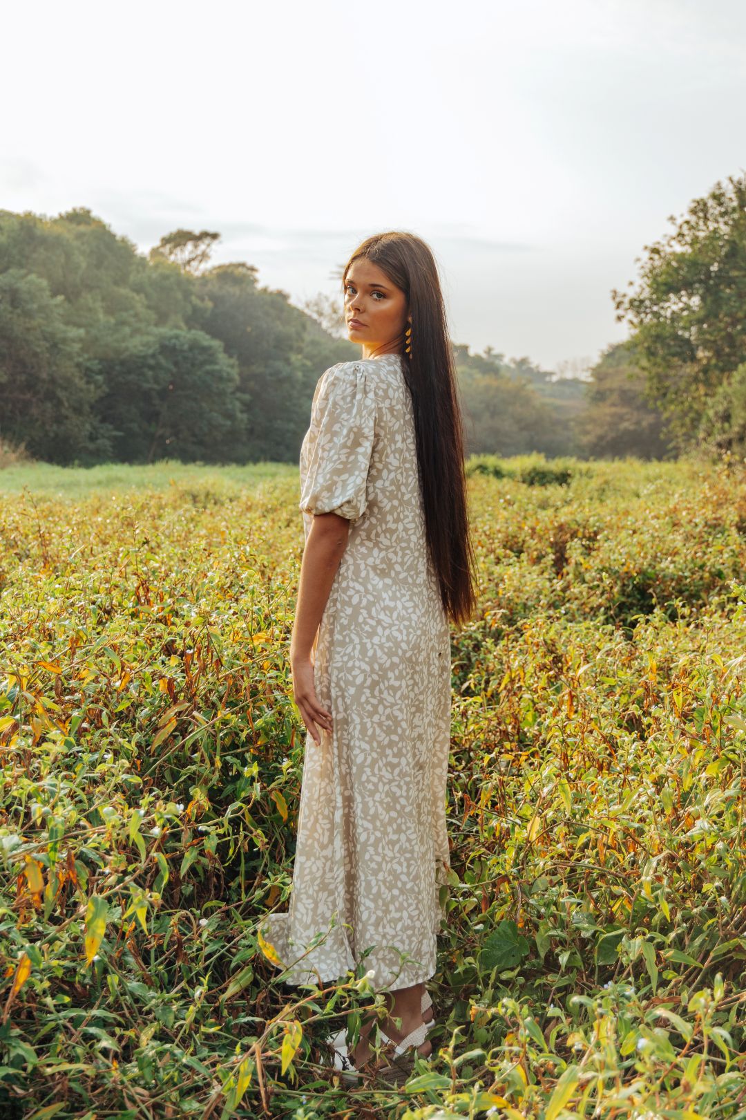 Arianna Dress Floral Grunge Beige