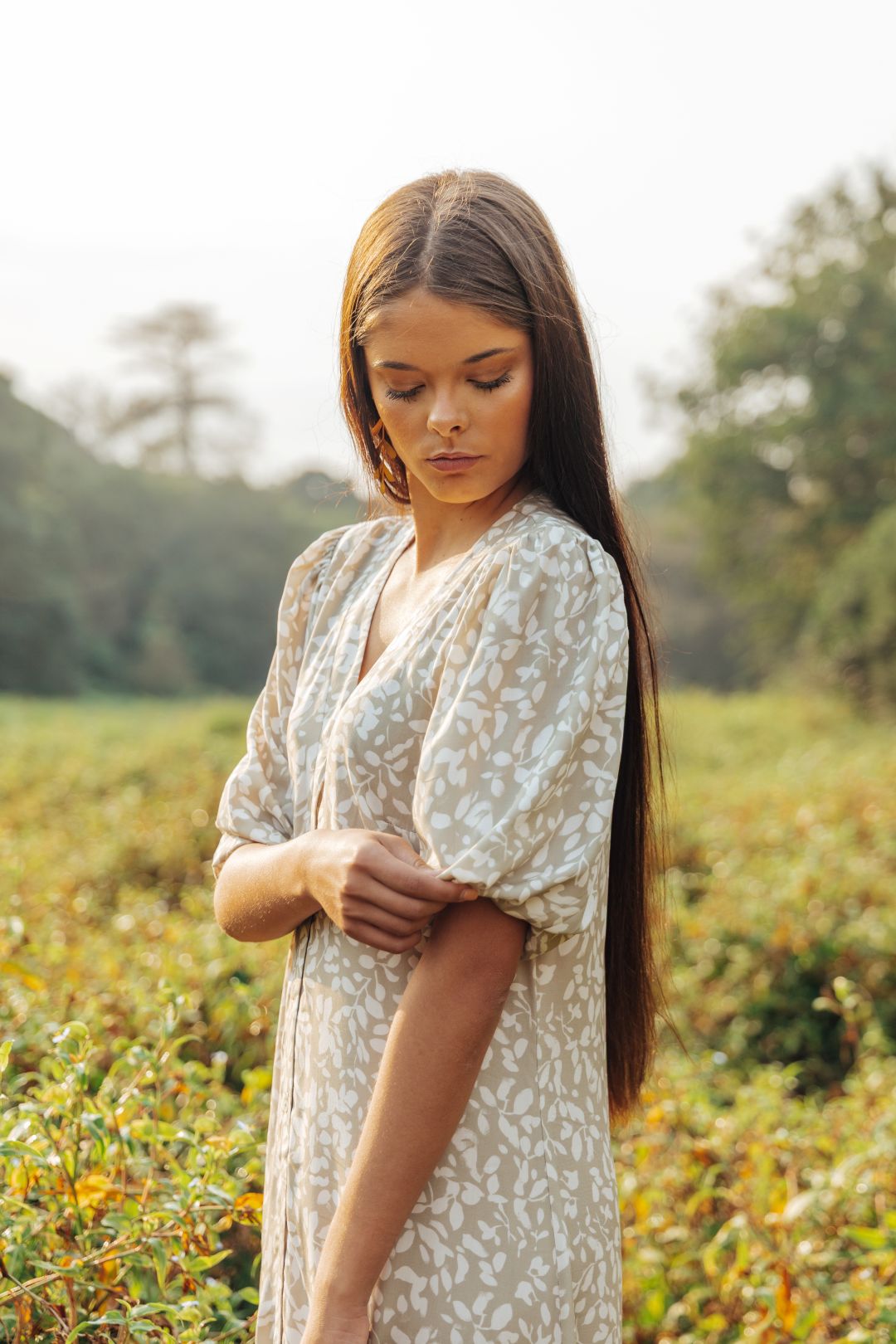 Arianna Dress Floral Grunge Beige