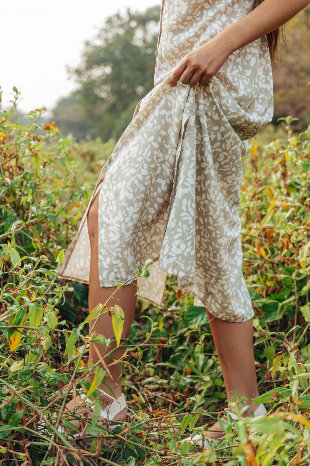 Arianna Dress Floral Grunge Beige