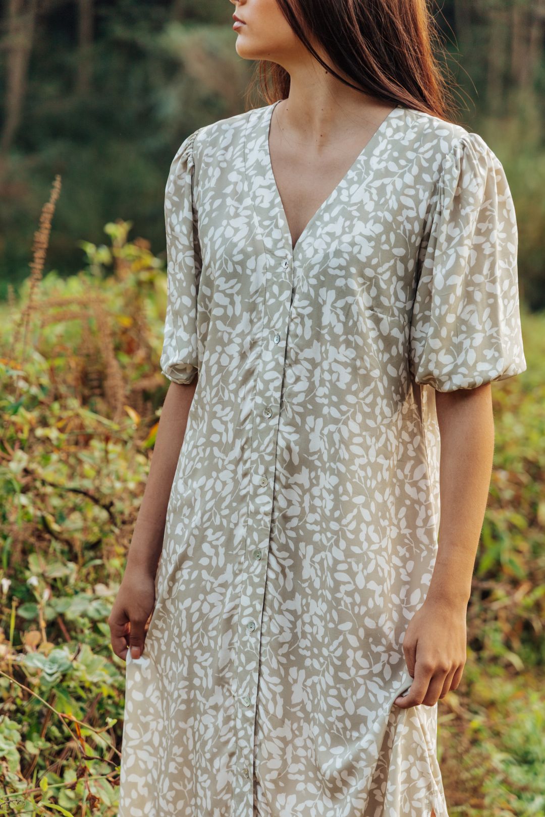 Arianna Dress Floral Grunge Beige