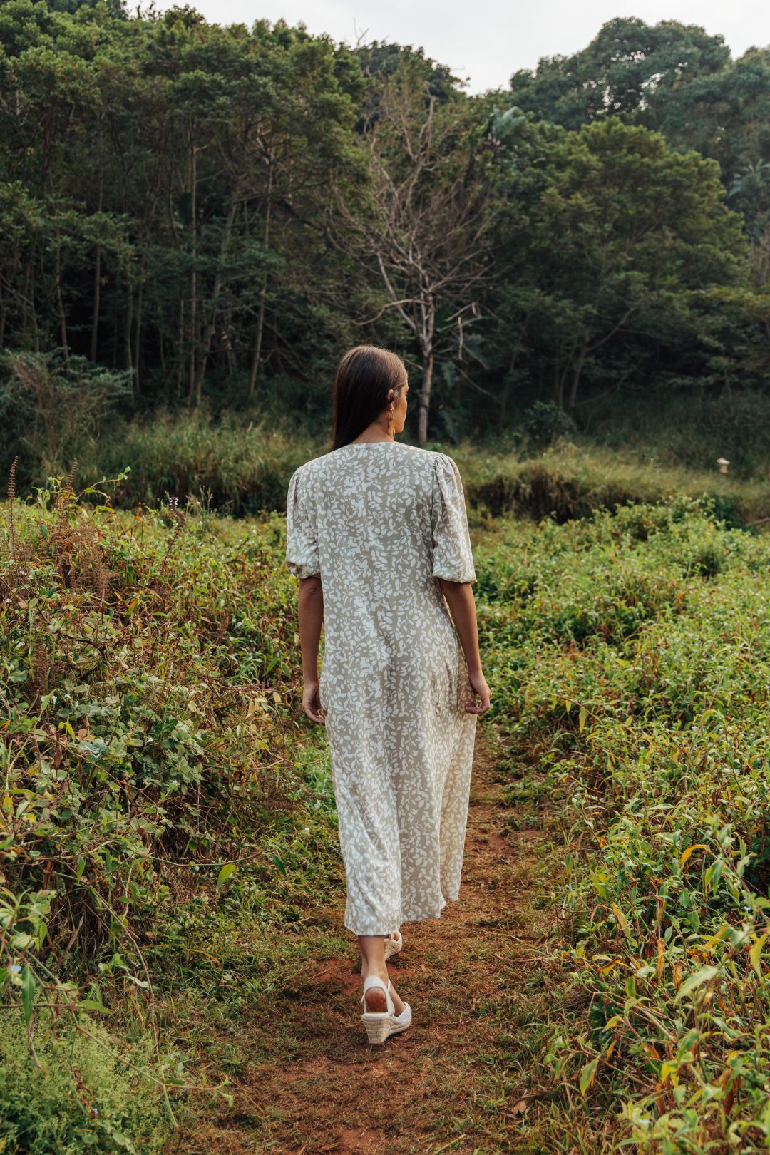 Arianna Dress Floral Grunge Beige