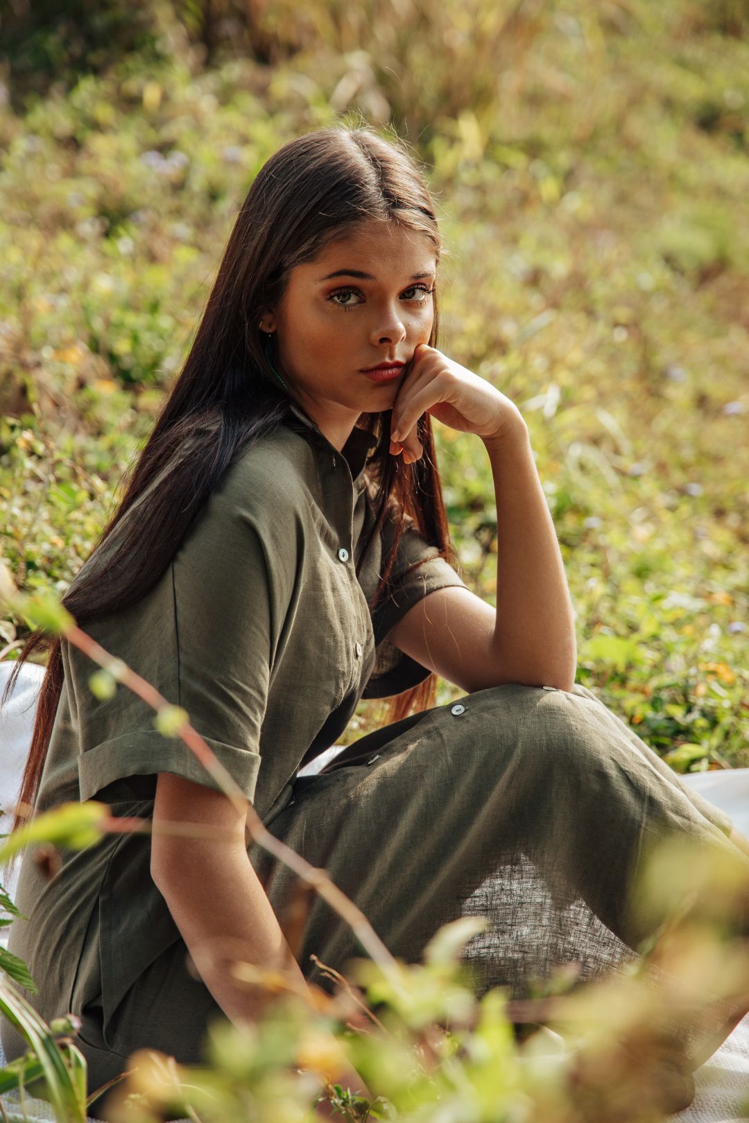 Safari Dress Olive Linen