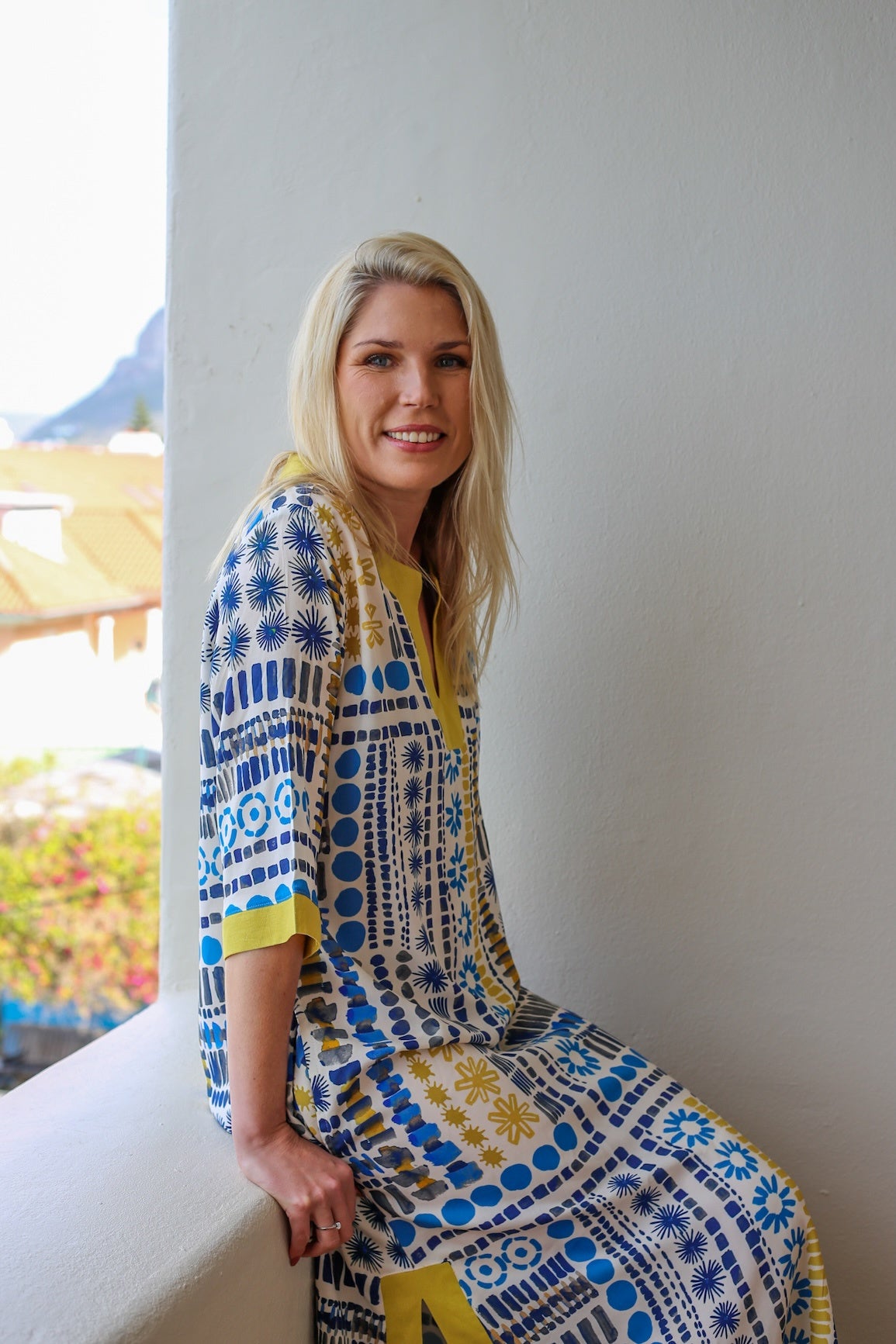 Naya Tunic Dress Turquoise & Yellow